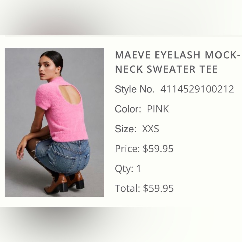 Xxs mock neck pink sweater anthropology